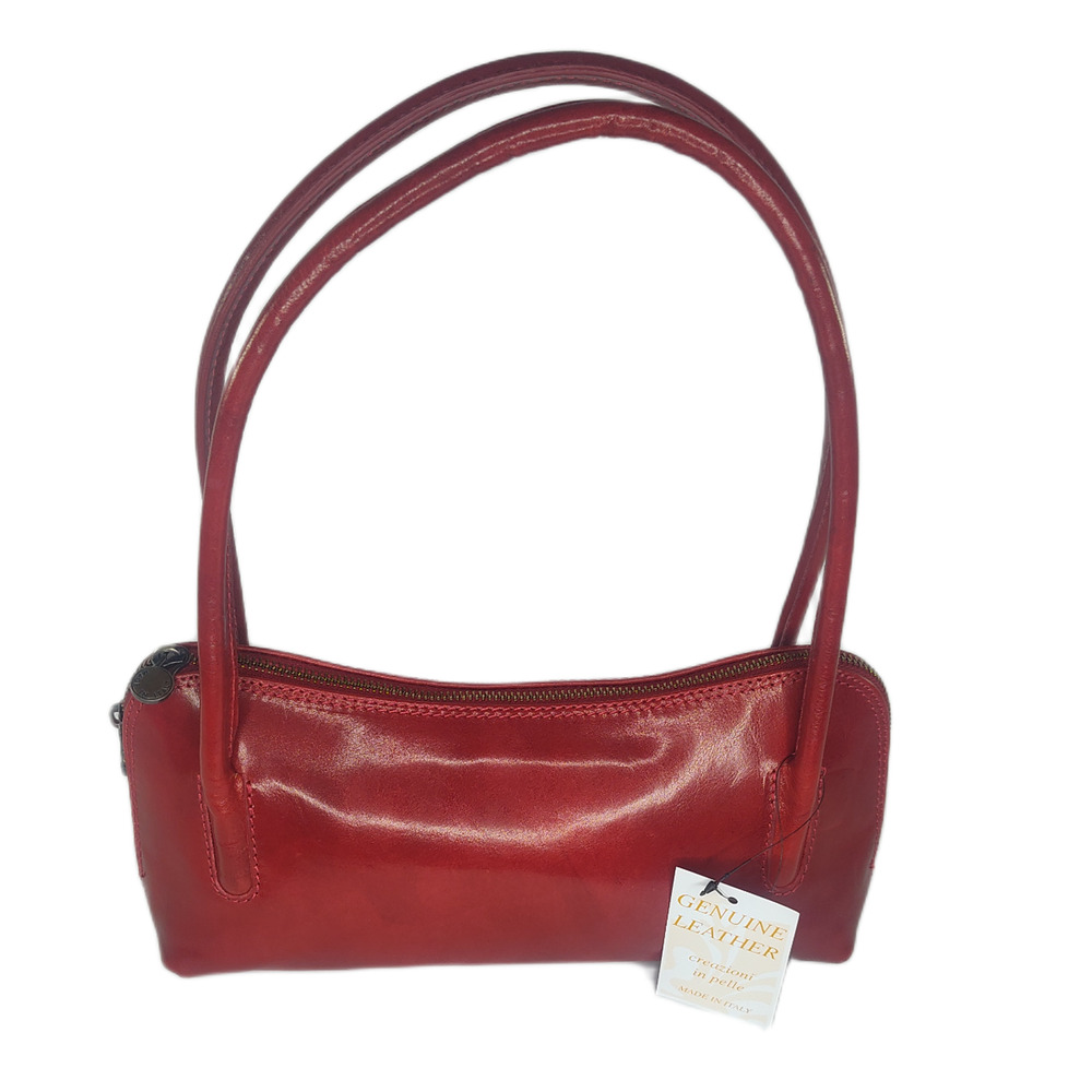 Charlie Leather Caterina Rich Red Double Handle Small Shoulder Bag -NWT - Picture 2 of 13